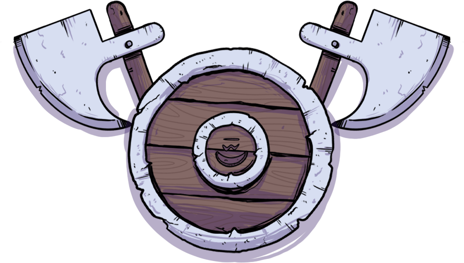shield and axe illustration for Impulse Banana's Twitch stream overlay