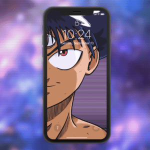 phone with hiei as the background wallpaper