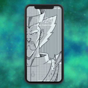 mockup of seiryu illustration as phone background