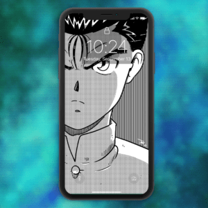 phone with background wallpaper of yusuke