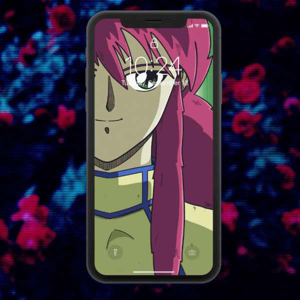 mockup of kurama illustration as a phone background