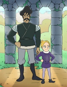 illustration of bebin and daida from the ranking of kings anime standing in a courtyard