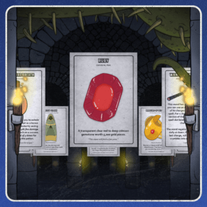 illustrated dungeons and dragons item card of a ruby